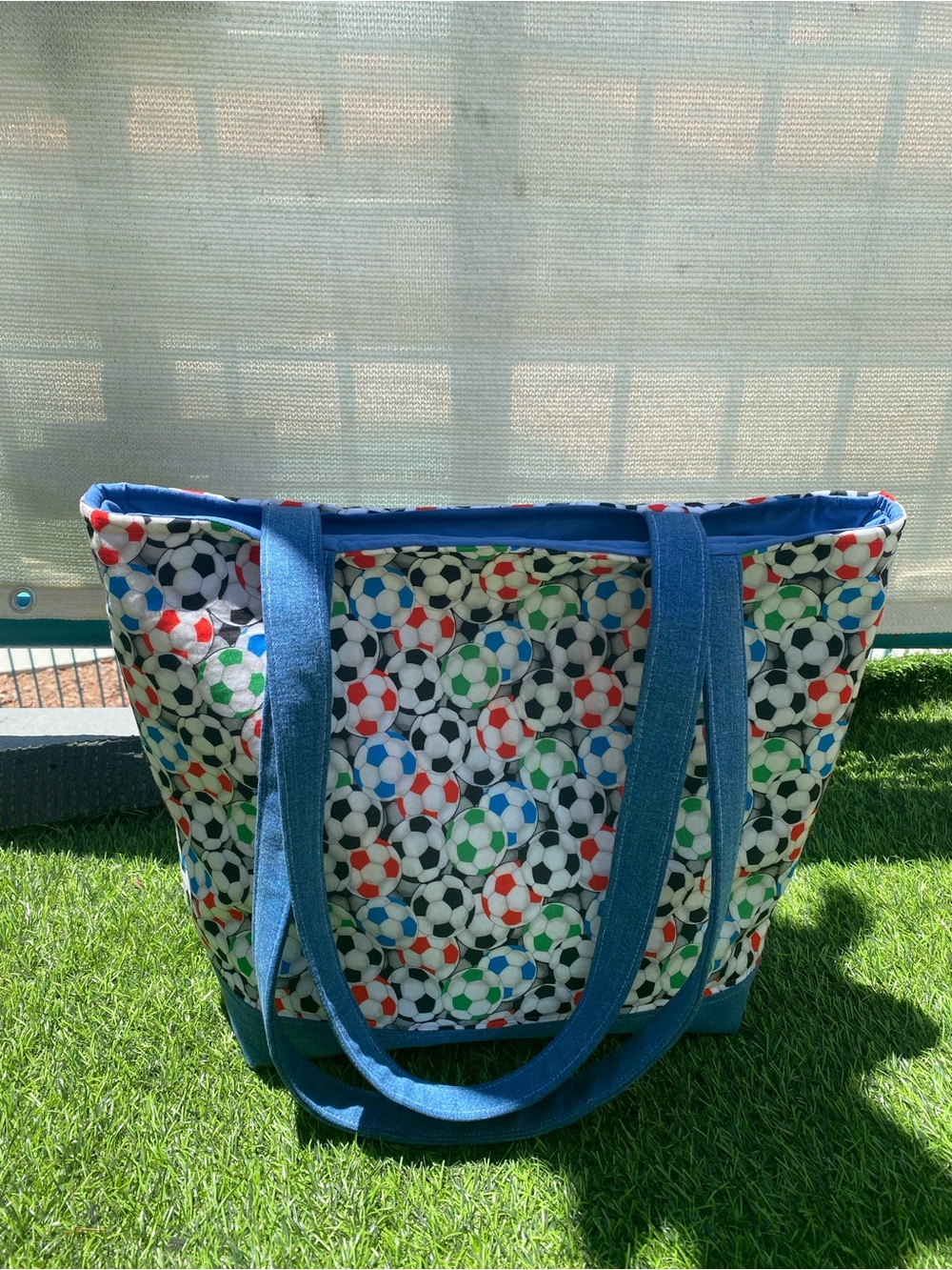 FIFA 2026 Inspired Canvas Tote Bag with Colorful Soccer Ball Print